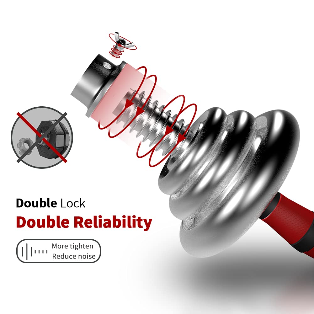 44Lbs Adjustable Dumbbell Set With 3 in 1 Dumbbell Barbell Metal Connecting Rod, Chromed Weights, Hardcover Gift Box, Home Gym Exercise Training Equipment