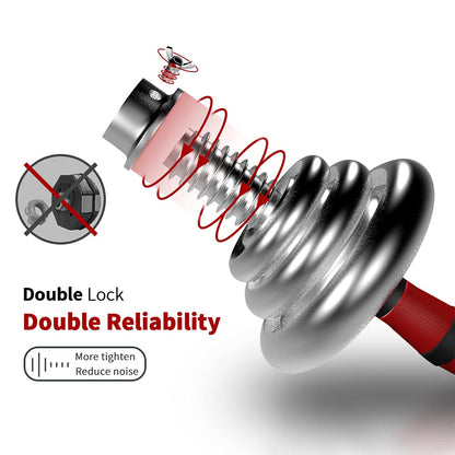 66Lbs Adjustable Dumbbell Set With 3 in 1 Dumbbell Barbell Metal Connecting Rod, Chromed Weights, Hardcover Gift Box, Home Gym Exercise Training Equipment