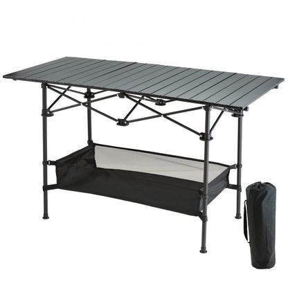 120×70×55 CM Portable Outdoor Folding Picnic Table, Lightweight Aluminum Roll-Up Camping Table with Carry Bag for Camping, Beach, Backyard, BBQ, Party, Patio, and Picnic