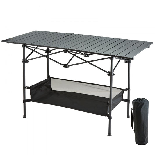 120×70×55 CM Portable Outdoor Folding Picnic Table, Lightweight Aluminum Roll-Up Camping Table with Carry Bag for Camping, Beach, Backyard, BBQ, Party, Patio, and Picnic