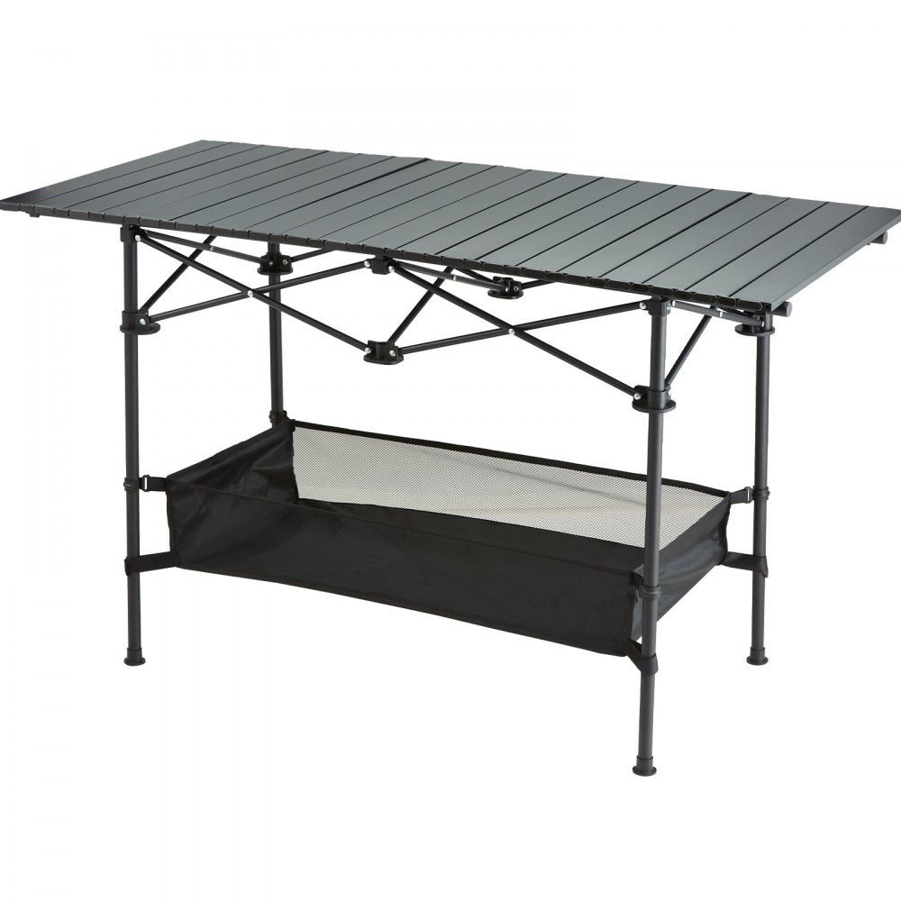 120×70×55 CM Portable Outdoor Folding Picnic Table, Lightweight Aluminum Roll-Up Camping Table with Carry Bag for Camping, Beach, Backyard, BBQ, Party, Patio, and Picnic