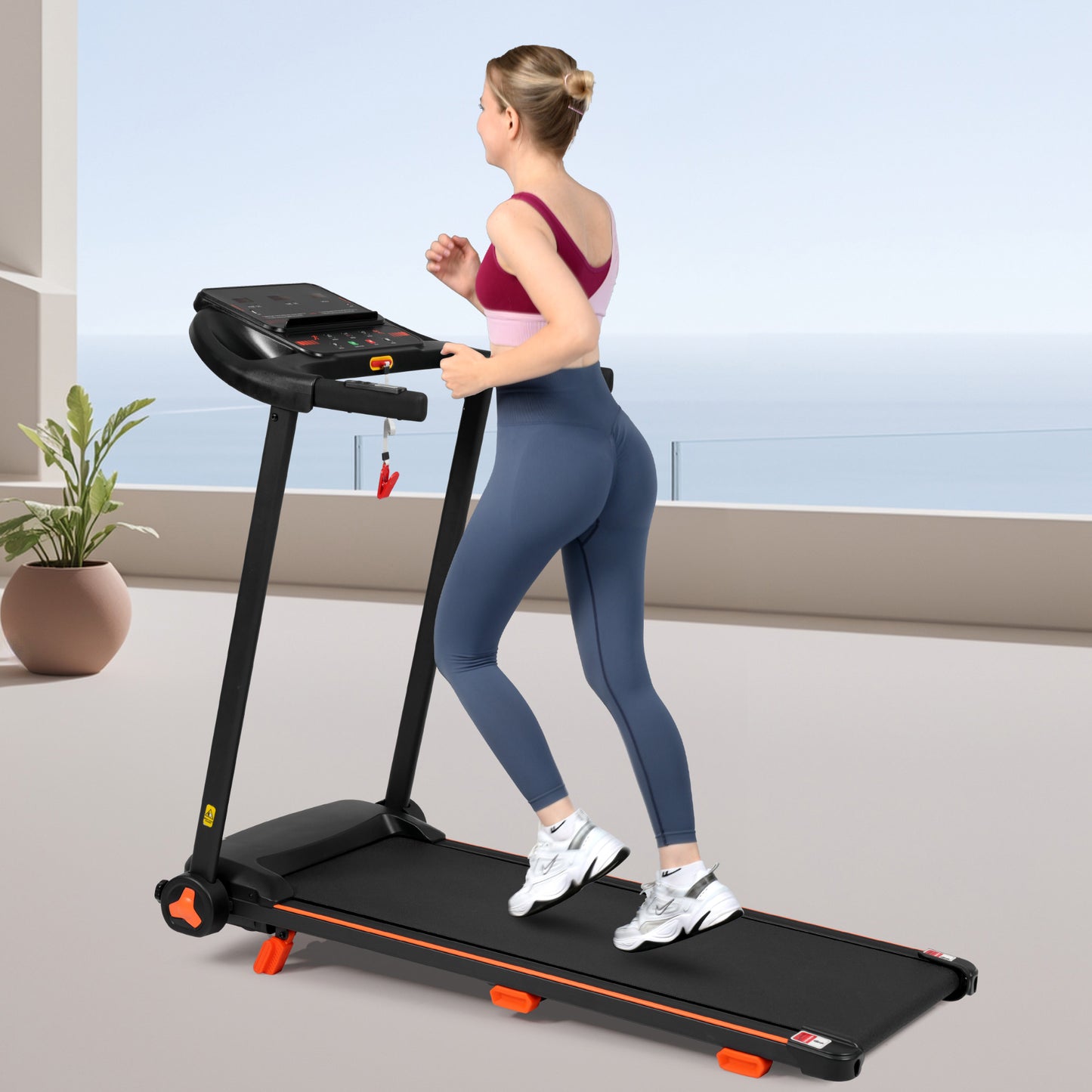 NEW Treadmills for Home, 2.5HP Quiet Folding Treadmill with Heart Rate Sensor,  300lbs Weight Capacity, 7.5MPH, Incline Treadmill With USB Charge Station & Bluetooth Speaker, 6 Shock-Absorbing