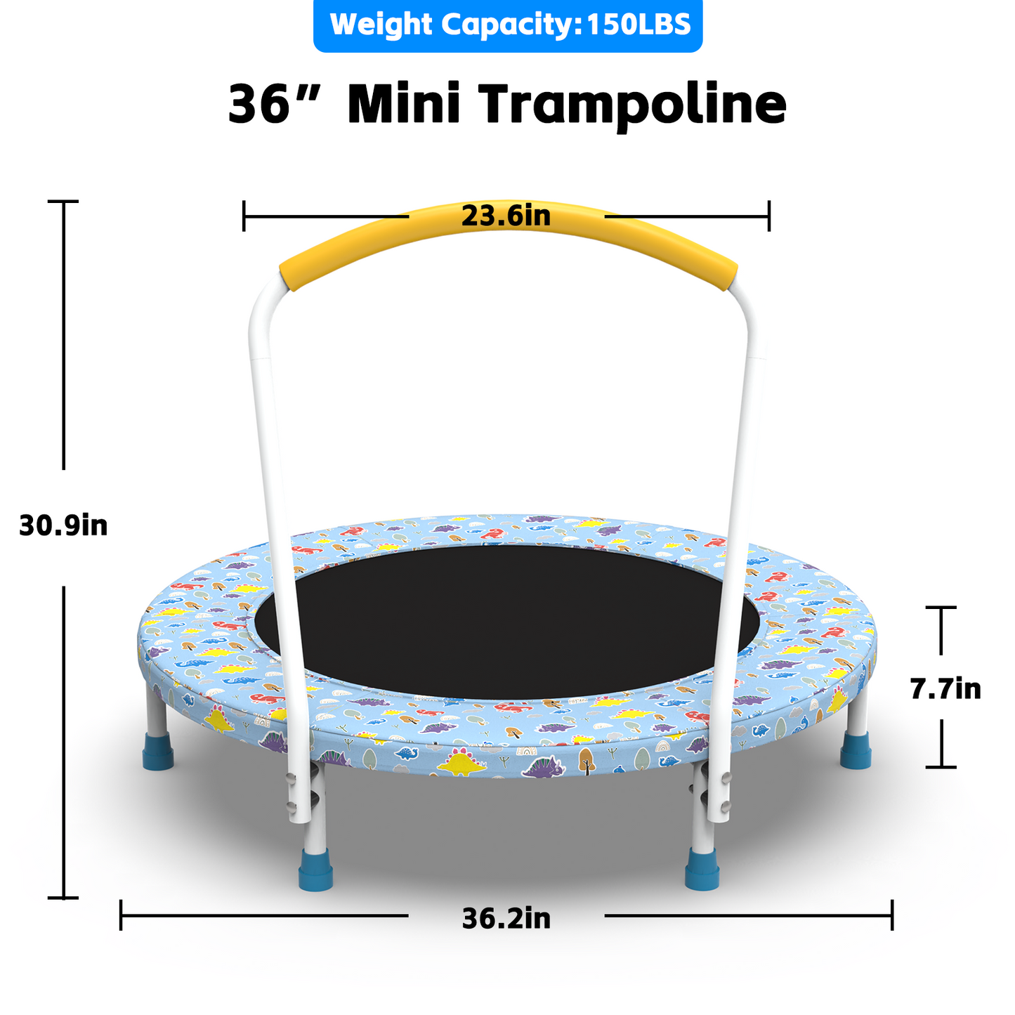 36inch Mini Trampoline for Kids Ages 1-6 Indoor Outdoor Trampoline with Handle Fun for Kids