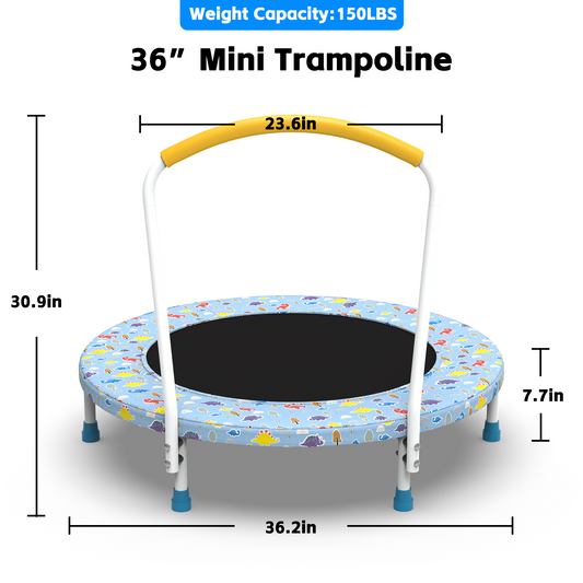 36inch Mini Trampoline for Kids Ages 1-6 Indoor Outdoor Trampoline with Handle Fun for Kids