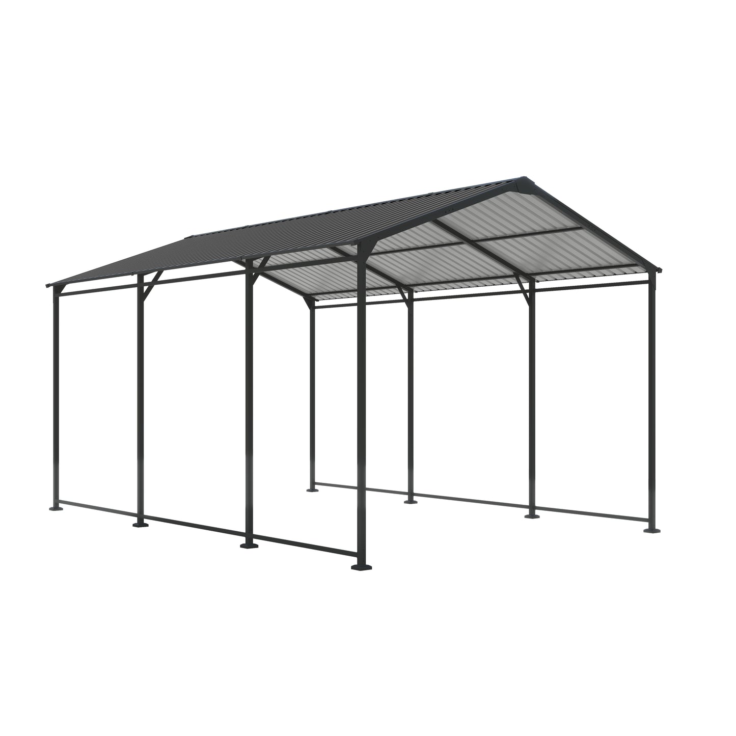 Metal Carport 10 ×15 FT Heavy Duty with Galvanized Steel Roof, Metal Garage Canopy with Galvanized Steel Roof & Frame, Car Tent Outdoor Storage Shed for Car, Boats and Truck, Gray