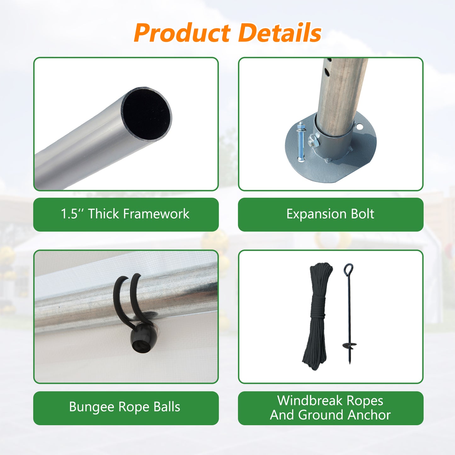 20x32 FT Party Tent with 3 Storage Bags & Removable Sidewalls, Outdoor Canopy Gazebo for Carport Camping Garden Wedding BBQ Commercial