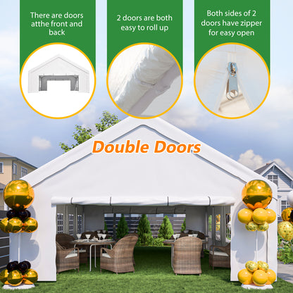 20x32 FT Party Tent with 3 Storage Bags & Removable Sidewalls, Outdoor Canopy Gazebo for Carport Camping Garden Wedding BBQ Commercial