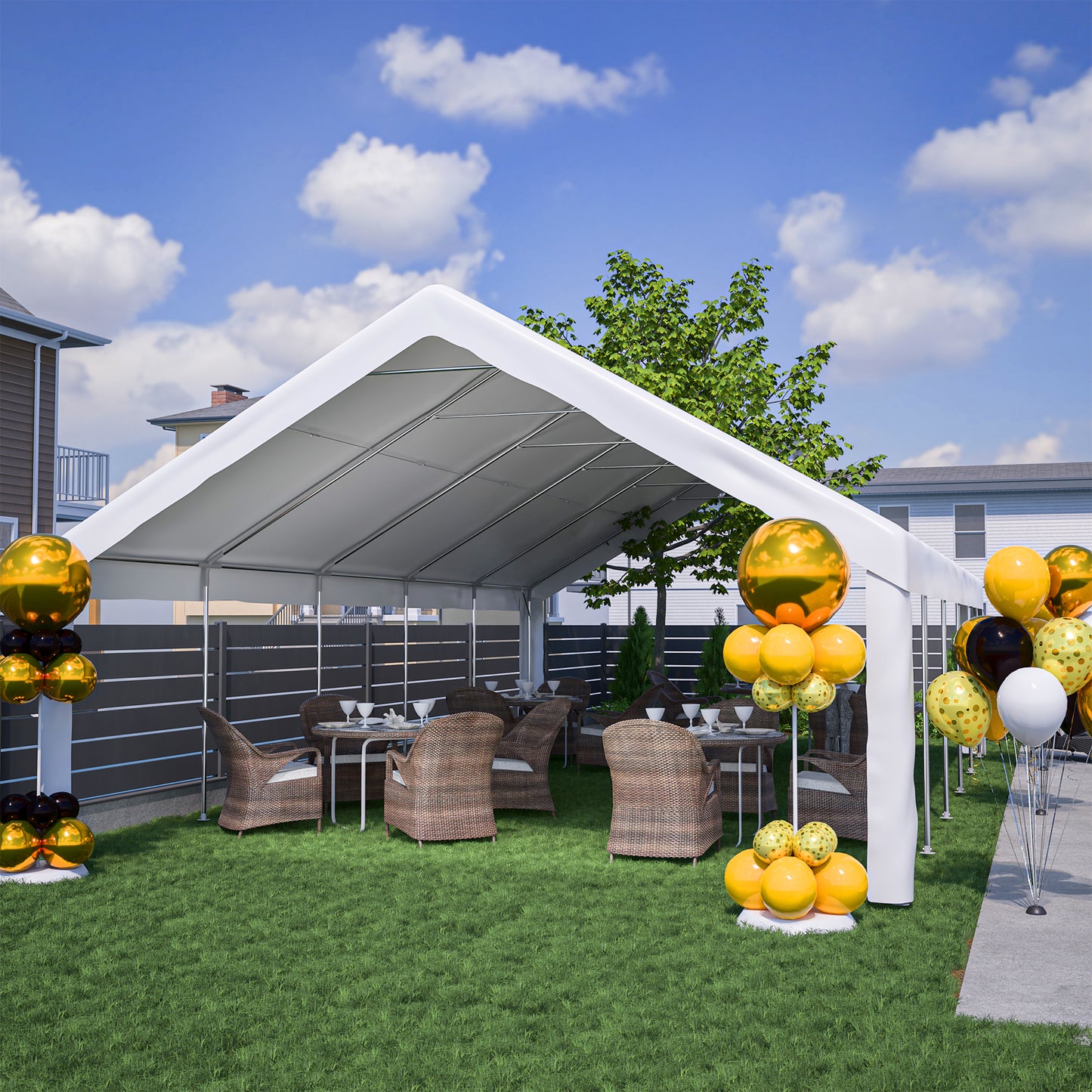 20x32 FT Party Tent with 3 Storage Bags & Removable Sidewalls, Outdoor Canopy Gazebo for Carport Camping Garden Wedding BBQ Commercial