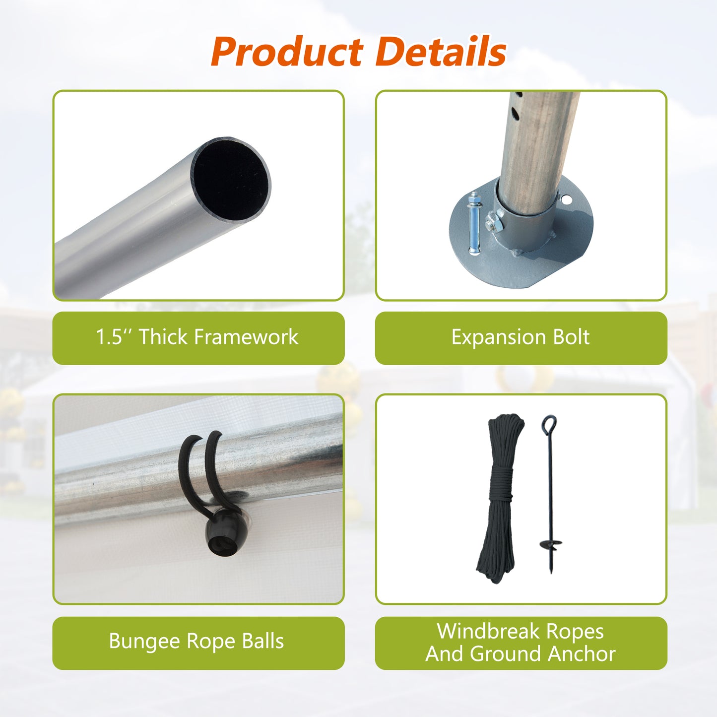 20x20 FT Party Tent with 2 Storage Bags & Removable Sidewalls, Outdoor Canopy Gazebo for Carport Camping Garden Wedding BBQ Commercial