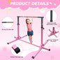 Gymnastics Bar for Kids, Adjustable Height Gym Bar, Junior Training Kip Bar for Home, Built for kids 3+ Years Pink
