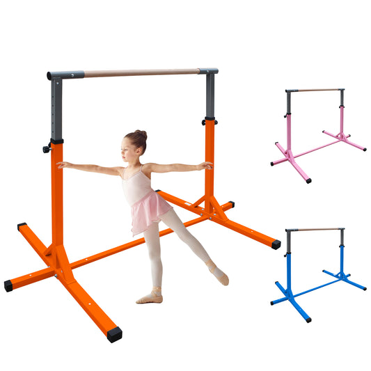 Gymnastics Bar for Kids, Adjustable Height Gym Bar, Junior Training Kip Bar for Home, Built for kids 3+ Years Yellow