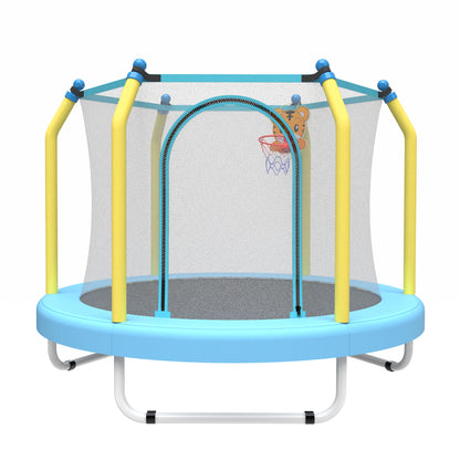 55-inch Trampoline for Kids Indoor & Outdoor Small Toddler Trampoline with Basketball Hoop