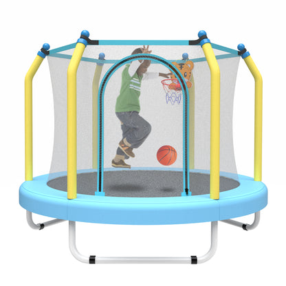 55-inch Trampoline for Kids Indoor & Outdoor Small Toddler Trampoline with Basketball Hoop