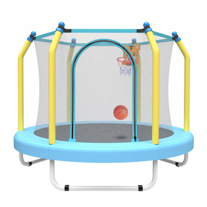 55-inch Trampoline for Kids Indoor & Outdoor Small Toddler Trampoline with Basketball Hoop