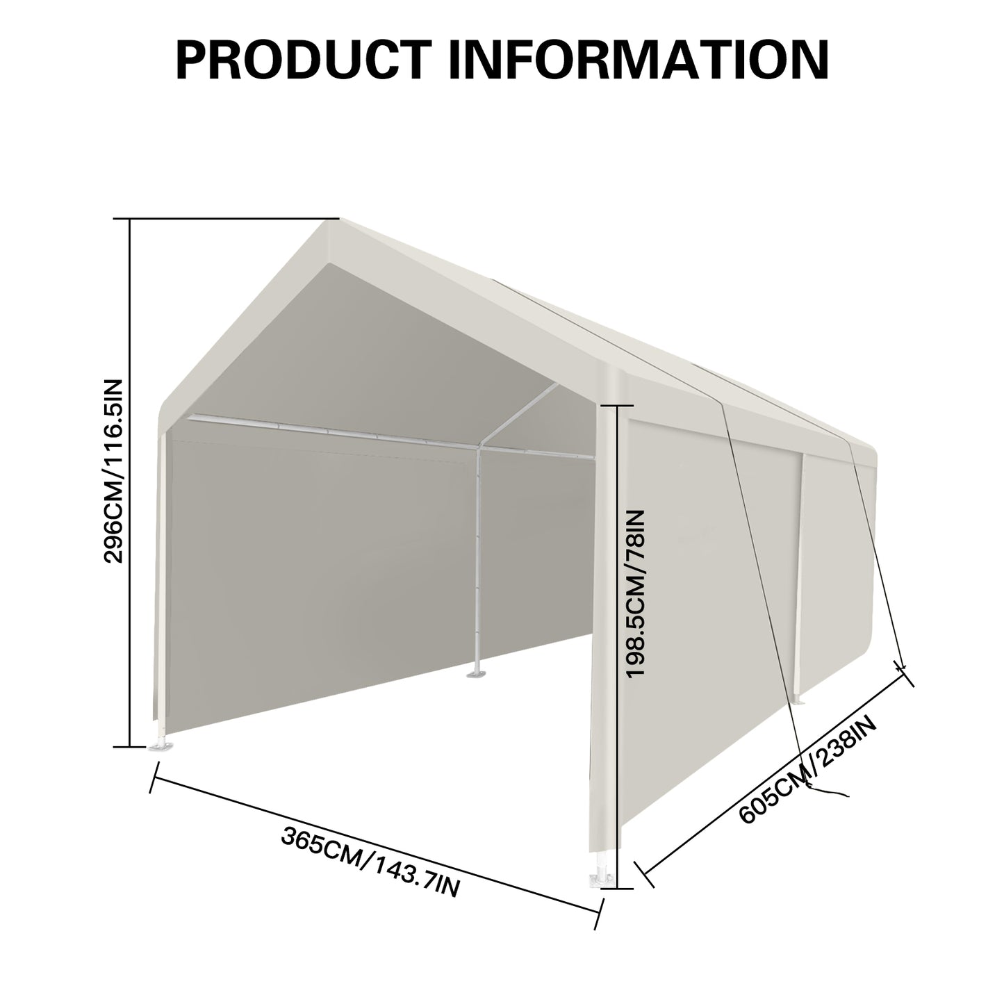 Carport, 12×20 Heavy Duty Portable Carport Garage Tent for Outdoor Storage Shelter white