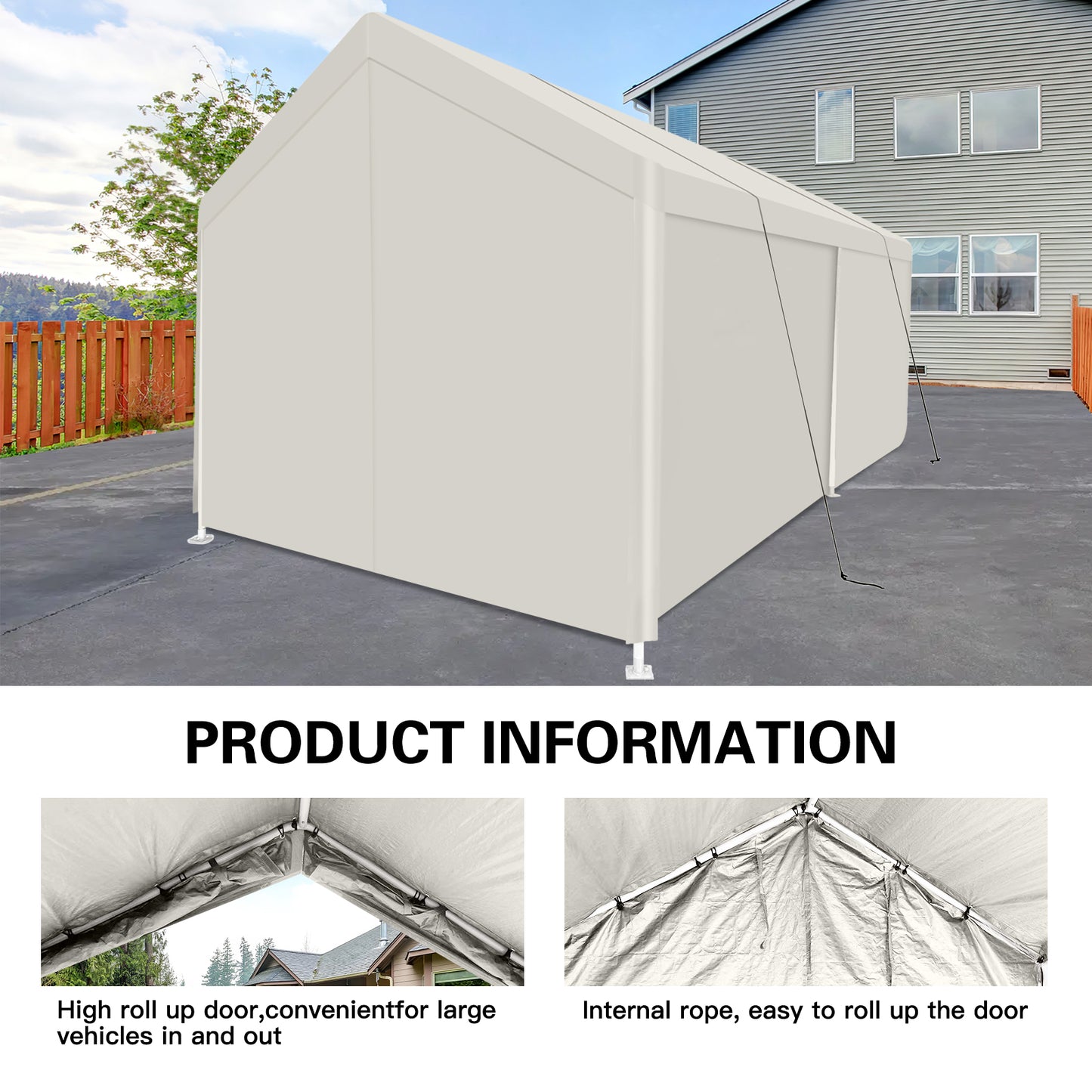 Carport, 12×20 Heavy Duty Portable Carport Garage Tent for Outdoor Storage Shelter white