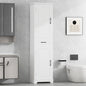 Tall Bathroom Storage Cabinet, Freestanding Storage Cabinet with Two Doors and Adjustable Shelves, Door Shelve Design, MDF Board with Painted Finish, White