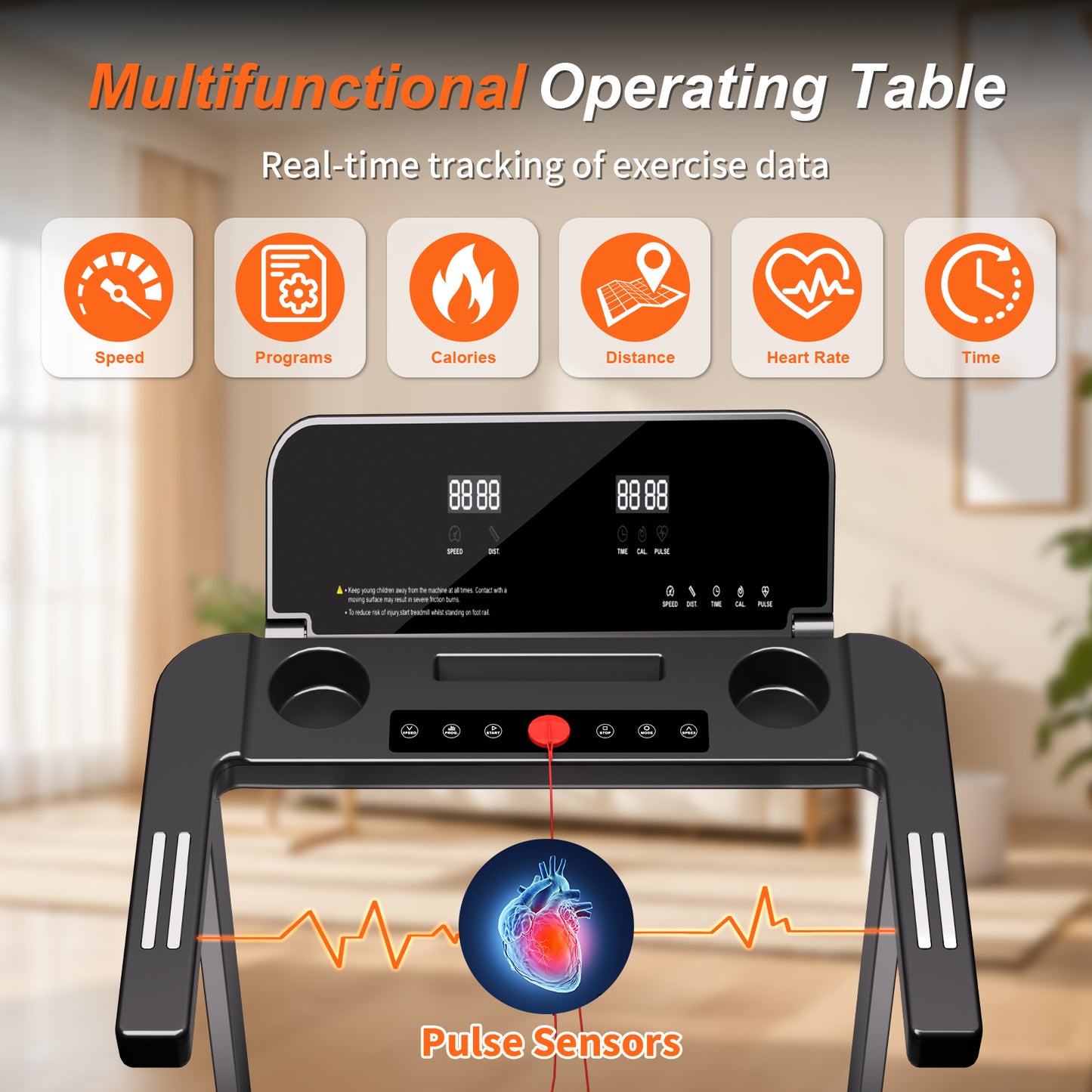Foldable Treadmill with Handles Treadmills for Home Small Spaces 3HP Folding Treadmills Walking Pad Treadmill with Handle Bar Quiet Walking Machine, 300LBS Capacity, Portable Small Home Gym (Black)
