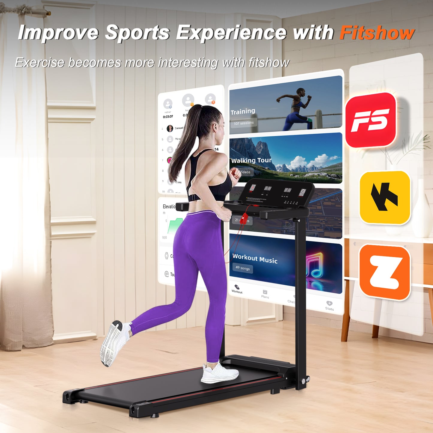 Foldable Treadmill with Handles Treadmills for Home Small Spaces 3HP Folding Treadmills Walking Pad Treadmill with Handle Bar Quiet Walking Machine, 300LBS Capacity, Portable Small Home Gym (Black)