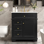 30" Bathroom Vanity with Sink, One Tip-out Drawer, Three Drawers, Door Shelf, Soft Closing Door, Black