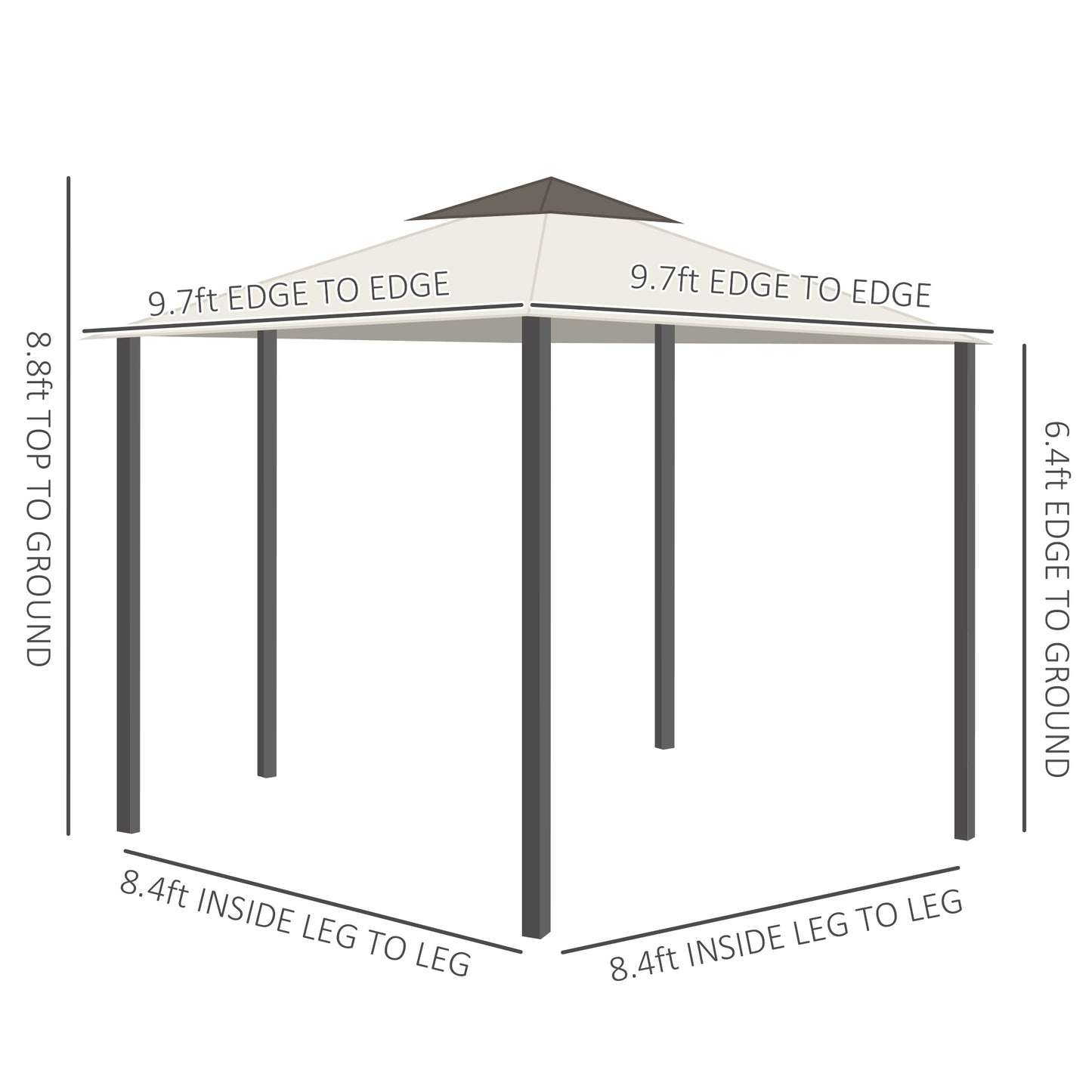 13ft x 13ft Patio Gazebo-Gray-AS ( Amazon Shipping)（Prohibited by WalMart）
