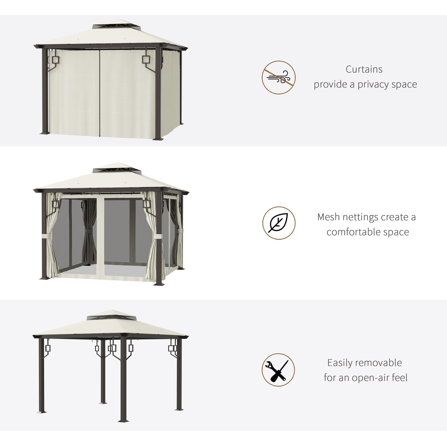 13ft x 13ft Patio Gazebo-Gray-AS ( Amazon Shipping)（Prohibited by WalMart）