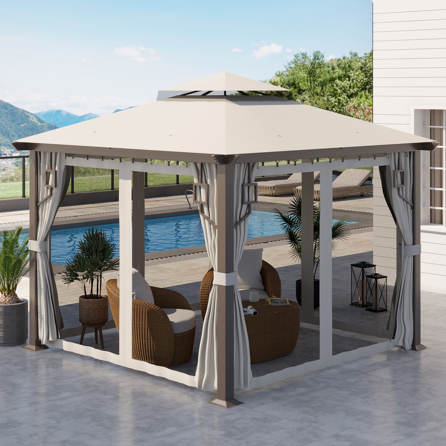 13ft x 13ft Patio Gazebo-Gray-AS ( Amazon Shipping)（Prohibited by WalMart）