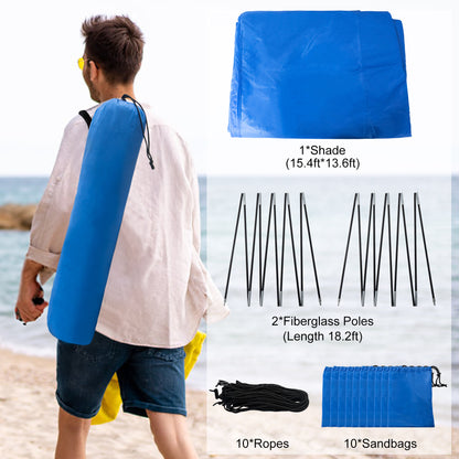 Extra-large camping beach tent suitable for 4-8 people, UV protection, comes with ground spikes and rope accessories, (Walmart, Amazon prohibited) (No weekend delivery)