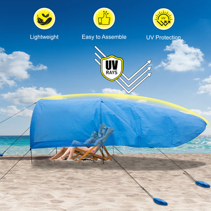 Extra-large camping beach tent suitable for 4-8 people, UV protection, comes with ground spikes and rope accessories, (Walmart, Amazon prohibited) (No weekend delivery)
