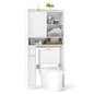 Over-The-Toilet Storage Cabinet (White) - 1 Top Shelf + 2 Enclosed Cabinets + Toilet Paper Holder, 32.5"x10"x67.5" Size