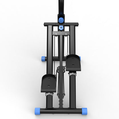 Stair Stepper with resistance Home-Upgrade Vertical Climber Workout Machine for Full-Body Exercise Climber Fitness Equipment with Stable Frame Adjustable Handlebar-Black Blue-No support Self-pick up