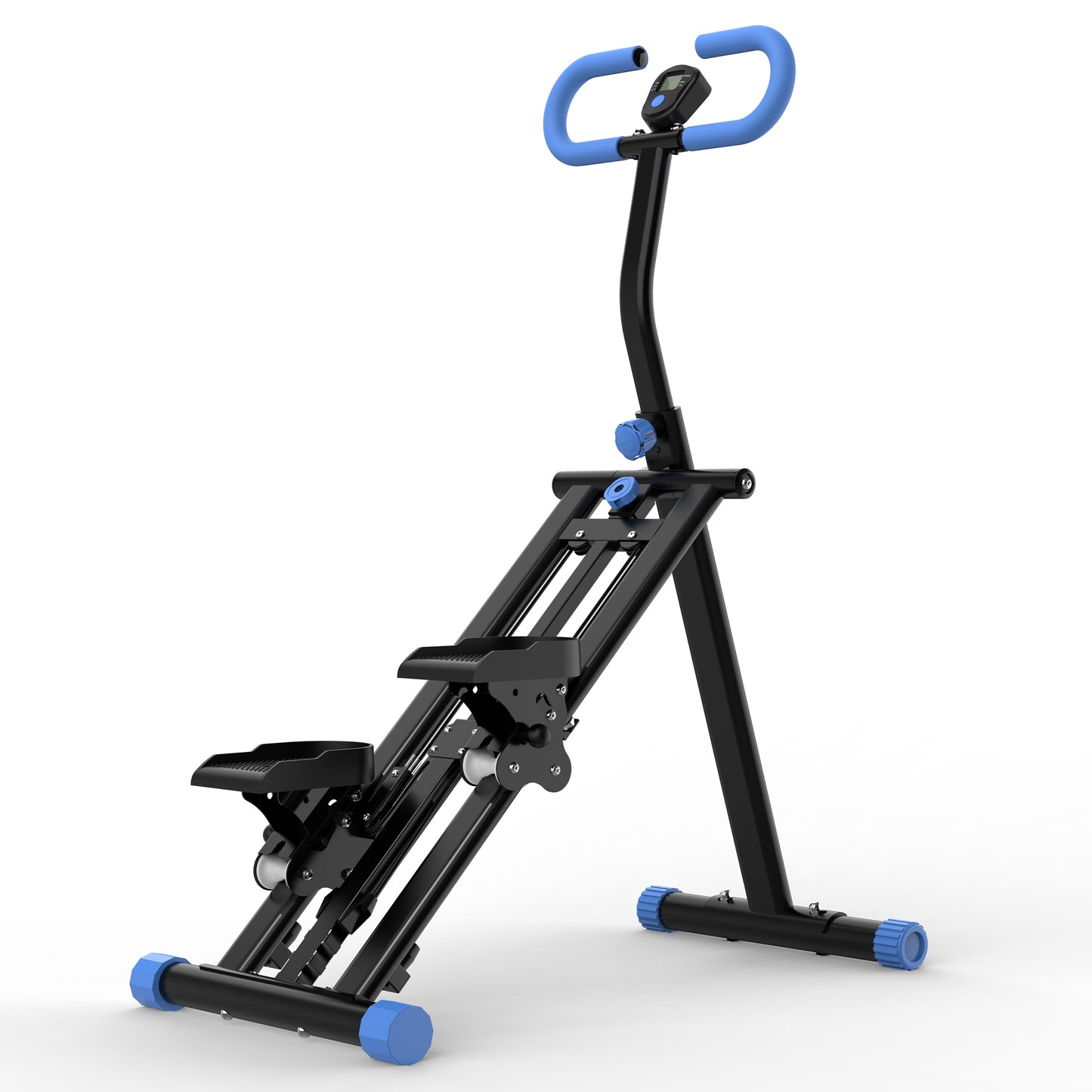 Stair Stepper with resistance Home-Upgrade Vertical Climber Workout Machine for Full-Body Exercise Climber Fitness Equipment with Stable Frame Adjustable Handlebar-Black Blue-No support Self-pick up