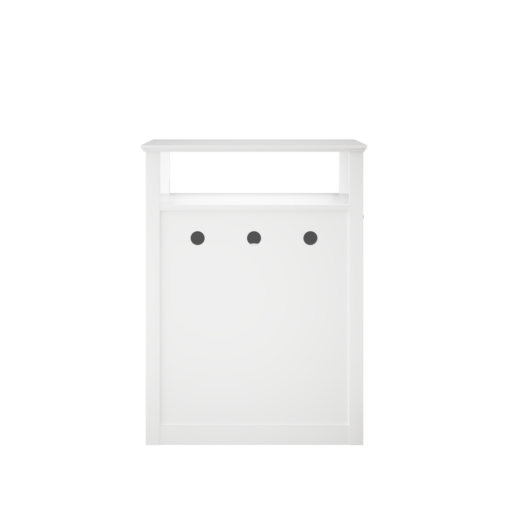 Litter Box Enclosure with Open Storage Shelf and Side Hook, Hidden Cat Litter Box Side Table, White