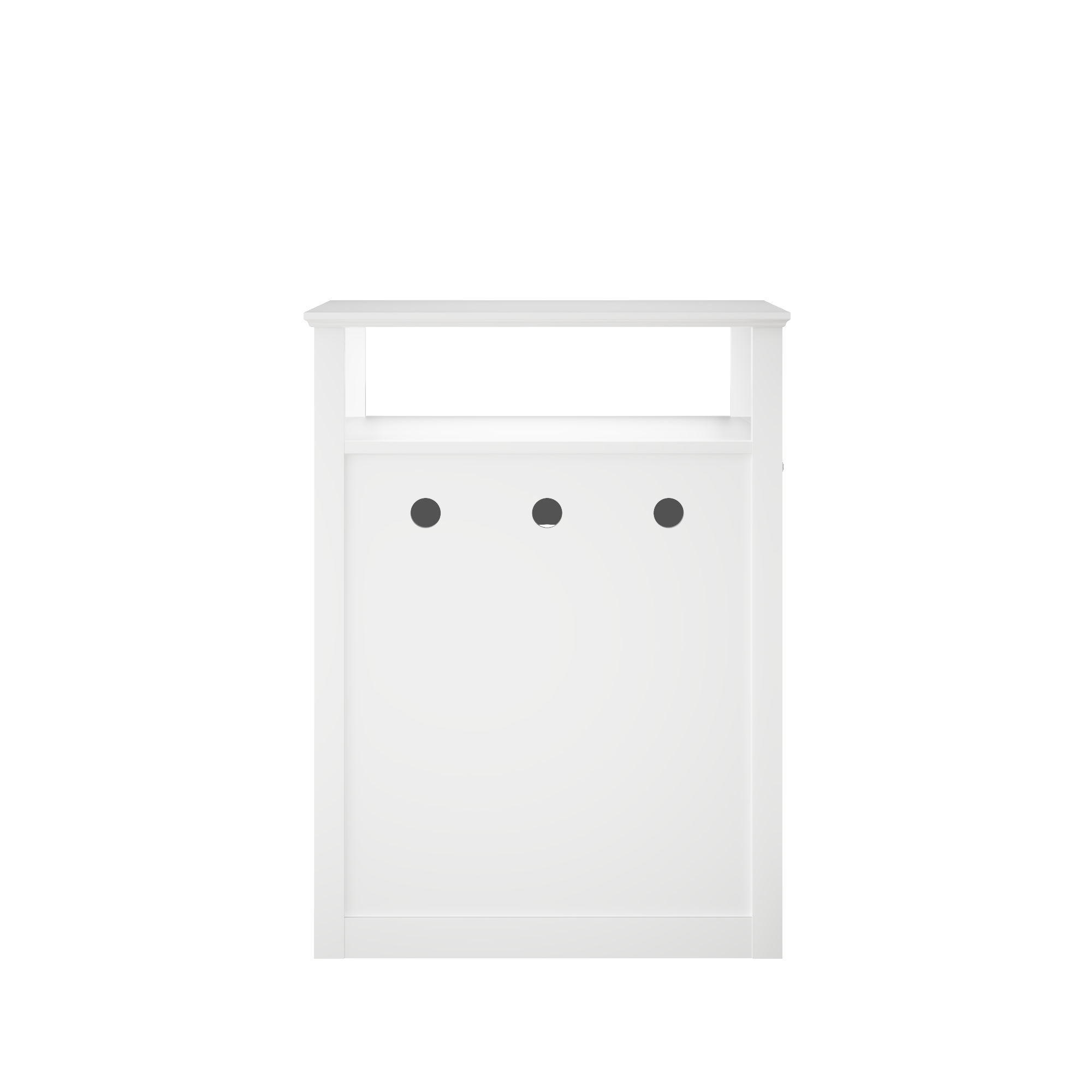 Litter Box Enclosure with Open Storage Shelf and Side Hook, Hidden Cat Litter Box Side Table, White