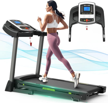 Folding Treadmills for Home/Office-3.5 HP 330lbs Weight Capacity Portable Electric Foldable Treadmill Walking Pad-Running Exercise Walk Machine Heavy Duty Treadmill Fitness Workout Jogging Green