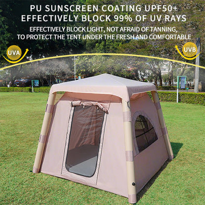 4-post Camping Tent 3-4 people easy to set up inflatable tent Luxury camping outdoor air blown tent, adult waterproof inflatable house tent
