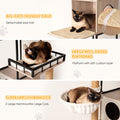 Cat Tree with Litter Box Enclosure, 63" Multi-Level Cat Furniture with Dual Condos, Hammocks and Scratching Posts, Natural / White