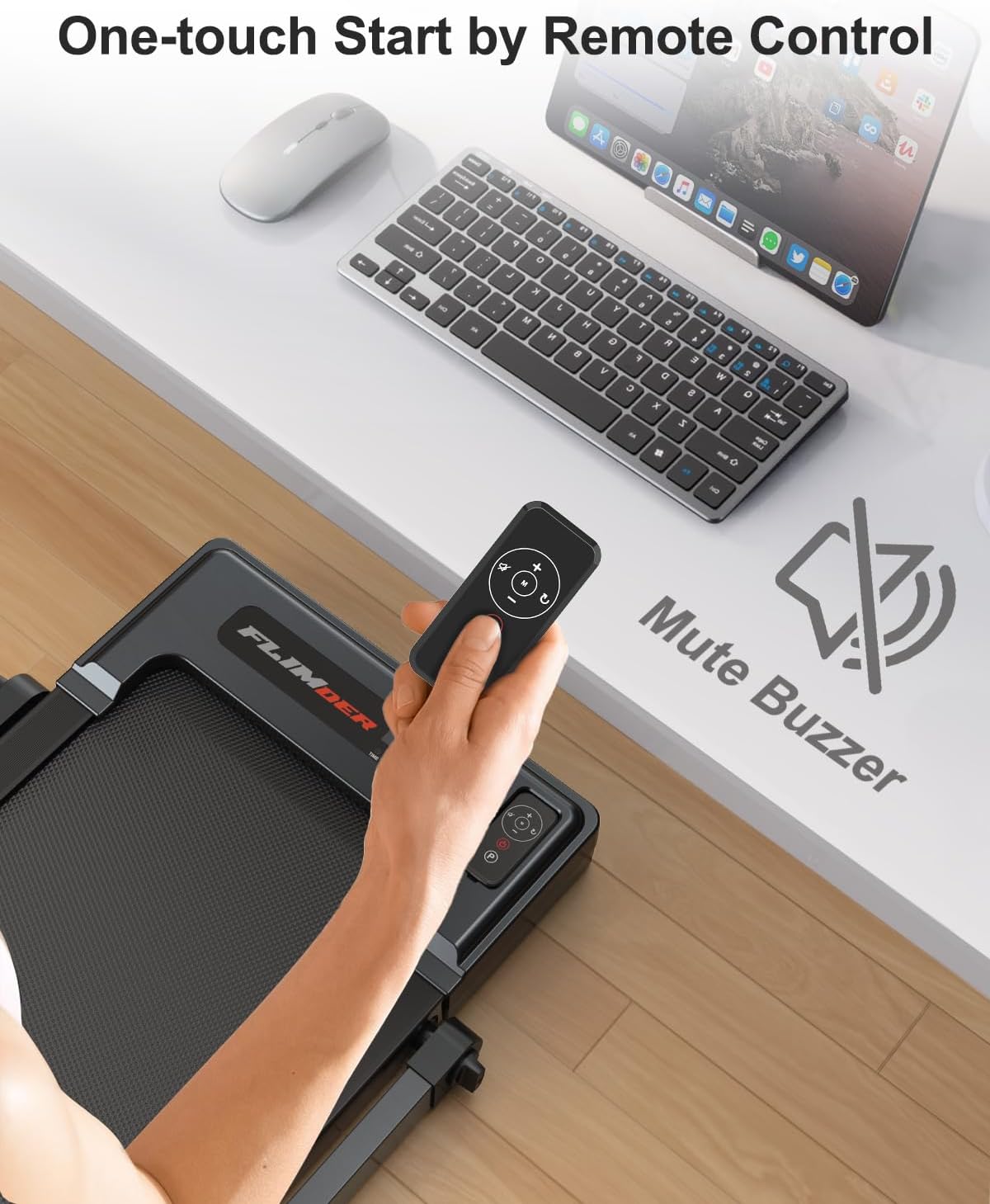 Walking Pad Treadmill, 2-in-1 Desk Under Treadmills with Handle Bar, 3HP Foldable Walking Pad, 300lbs Capacity, 15" Wide Running Belt, Remote Control, LED Display for Home/Office (Gray)