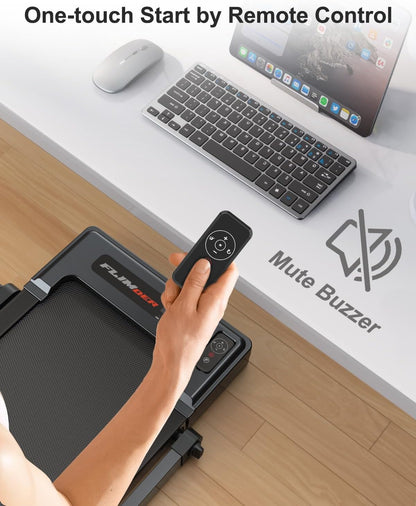 Walking Pad Treadmill, 2-in-1 Desk Under Treadmills with Handle Bar, 3HP Foldable Walking Pad, 300lbs Capacity, 15" Wide Running Belt, Remote Control, LED Display for Home/Office (Gray)