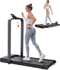 Walking Pad Treadmill, 2-in-1 Desk Under Treadmills with Handle Bar, 3HP Foldable Walking Pad, 300lbs Capacity, 15" Wide Running Belt, Remote Control, LED Display for Home/Office (Gray)