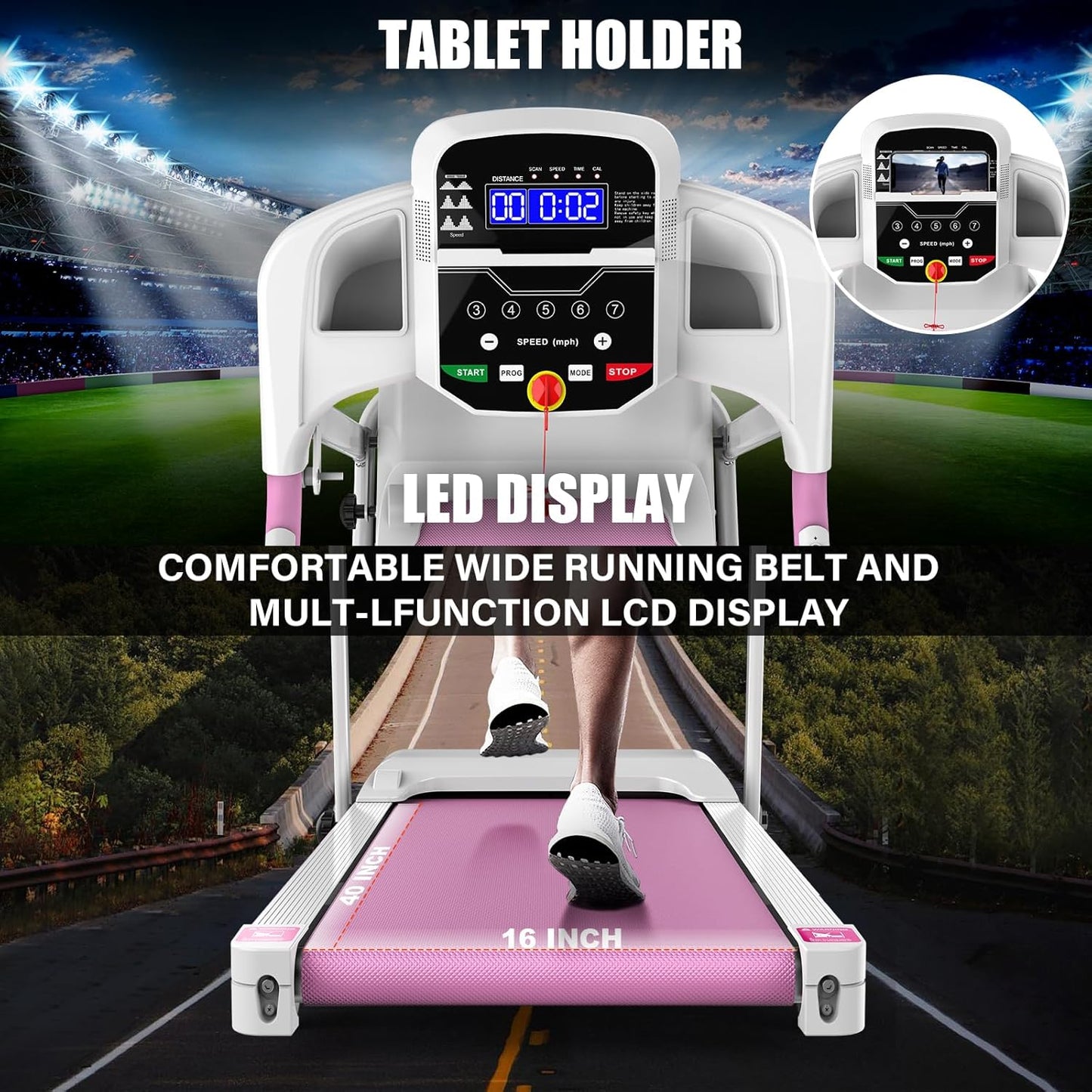 Compact Folding Treadmill for Home - 2.5HP Quiet Brushless Motor, 3-Level Incline, 7.5 MPH, Shock Absorption, Space-Saving Design for Running, Walking - Treadmill for Small Spaces & Home Use