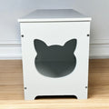 Litter Box Enclosure with Lift-Top Access and Interior Divider, Cat Washroom Furniture, Cream White