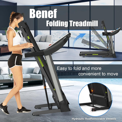 Folding Treadmills for Home/Office-3.5 HP 330lbs Weight Capacity Portable Electric Foldable Treadmill Walking Pad-Running Exercise Walk Machine Heavy Duty Treadmill Fitness Workout Jogging Green