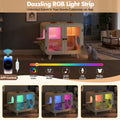 Litter Box Enclosure with RGB Lighting, Glass Doors, Interior Walkway and Cat Steps
