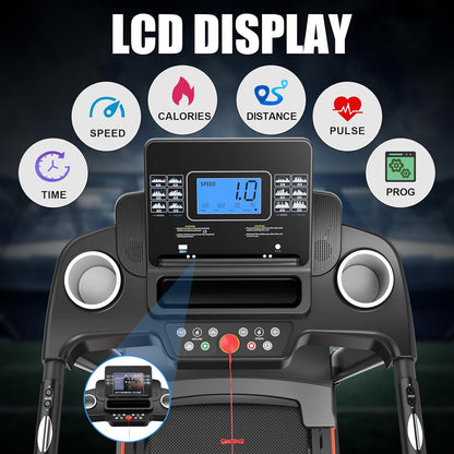 Auto Incline Treadmills for Home- foldble Treadmill 300 lb Capacity 3.25HP Folding Electric Treadmill Max 8.5 MPH Speed Running Machine with Wide Running Area Bluetooth Speaker for Home/Office Use