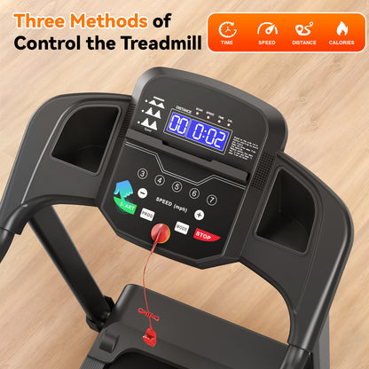 Treadmills for Home Treadmill with Incline Walking Pad Treadmill Running Machine 2.5HP Quiet Brushless, 265 Lbs Capacity, App, Pulse Sensor Heart Rate with LCD Display Holder for Cup & Phone