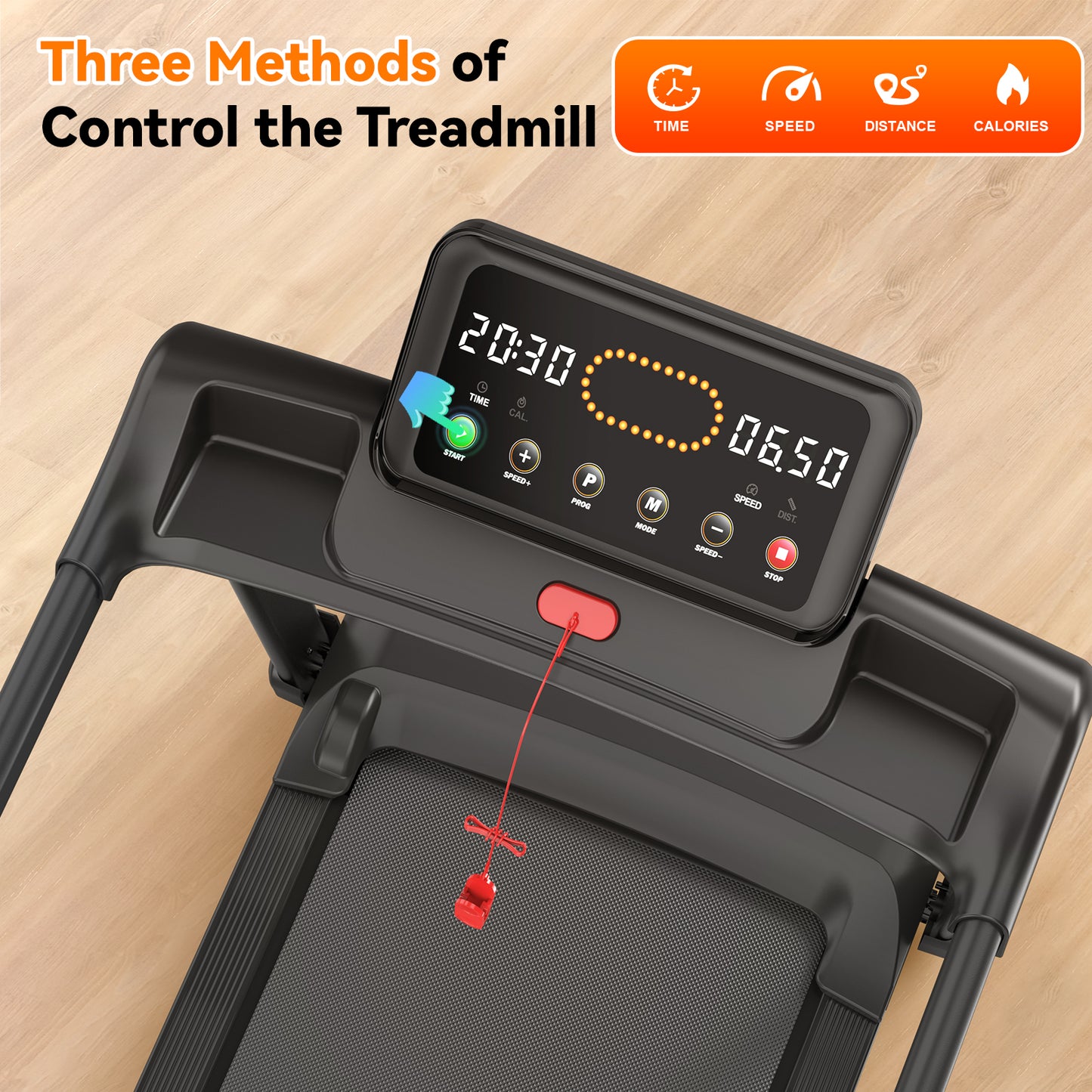 Treadmill with Incline Running Machine 2.5HP Quiet Brushless, 300 Lbs Capacity, App, Pulse Sensor Heart Rate with LCD Display