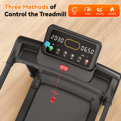 Treadmill with Incline Running Machine 2.5HP Quiet Brushless, 300 Lbs Capacity, App, Pulse Sensor Heart Rate with LCD Display