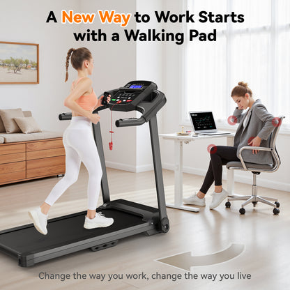 Treadmills for Home Treadmill with Incline Walking Pad Treadmill Running Machine 2.5HP Quiet Brushless, 265 Lbs Capacity, App, Pulse Sensor Heart Rate with LCD Display Holder for Cup & Phone
