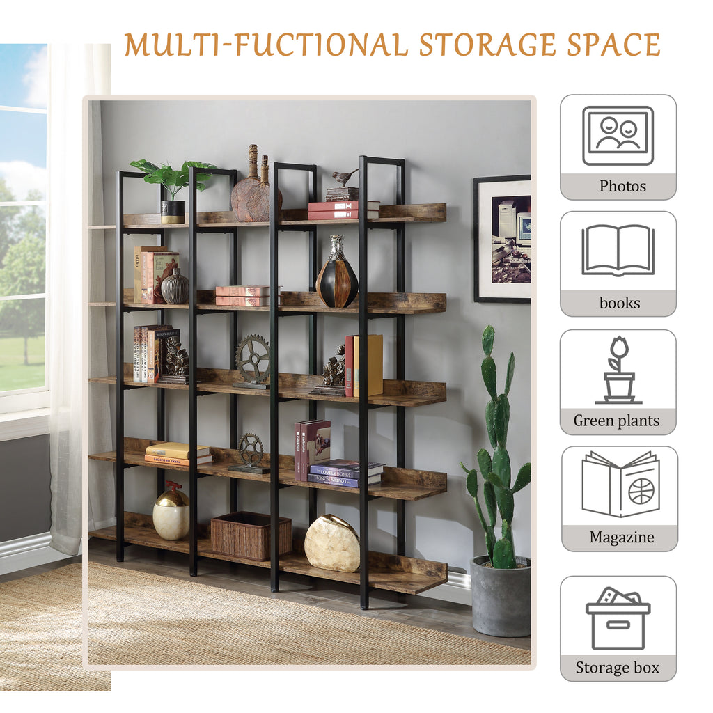 Walnut Brown 5-tier bookcase in a room